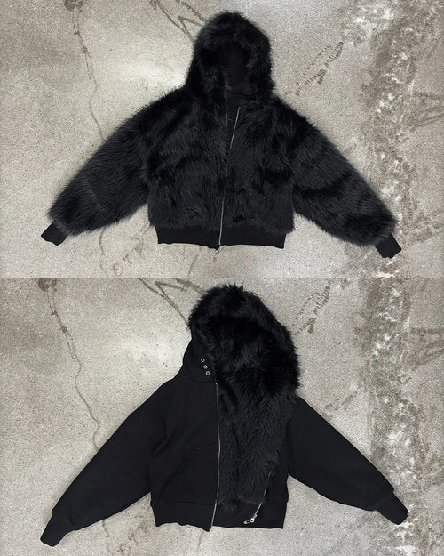 YETI FUR REVERSIBEL ZIP HOODIE